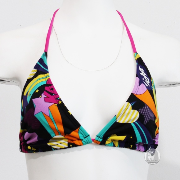 Joe Boxer Swim Bikini Top Size L/G Comic Pow! Zap! Stars Novelty - Picture 1 of 7